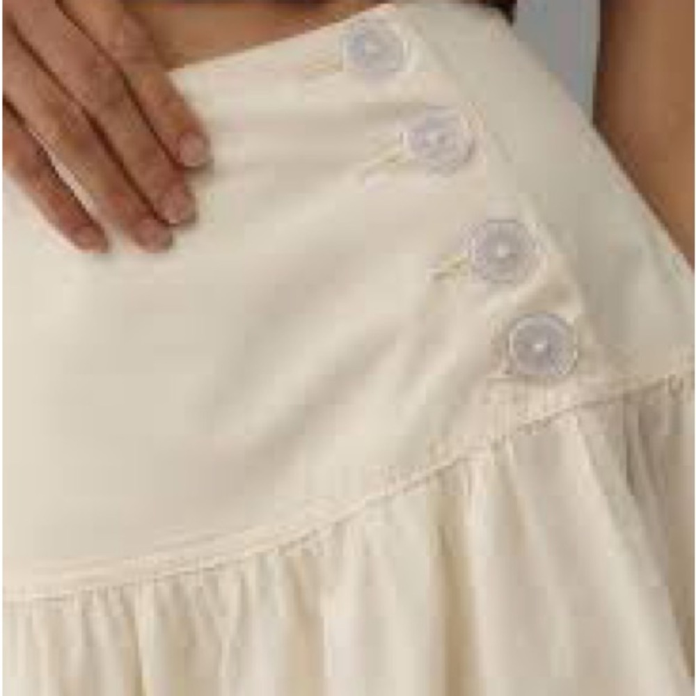 Maeve Anthropologie Drop-Waist Wrap Midi Skirt Ivory NWT MSRP $138 Size 4 - Picture 3 of 5